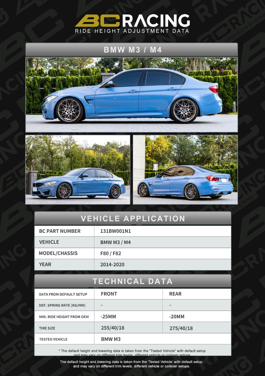 BC Racing ASP Suspension - BMW 3/4 Series F80 F82 M3 M4 (2014-2018)