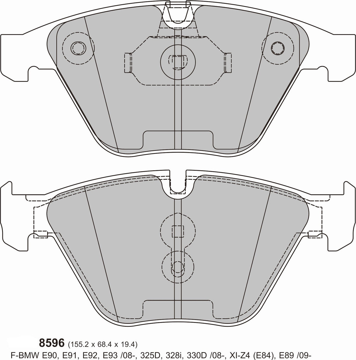 BMW E93 (2007-2013) 330d , 330i , 335i 8596 Front pads PBS Brakes