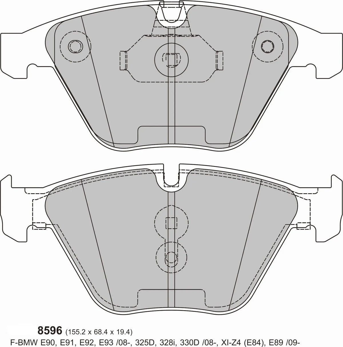 BMW 3 SERIES Touring (E91) 318i/318D/320I/320D Front Performance Brake Pads 8596 PBS Brakes