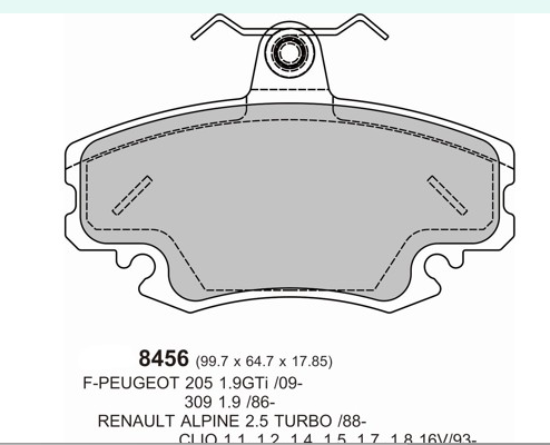 205 GTI / Clio 2.0 Williams 16V PBS ProRace Performance Brake Pads 8456 PBS Brakes
