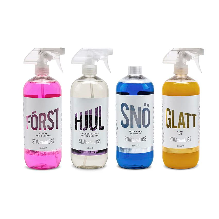 Stjarnagloss 1L Hero Bundle - Snow foam, rinse aid, wheel cleaner and pre-wash