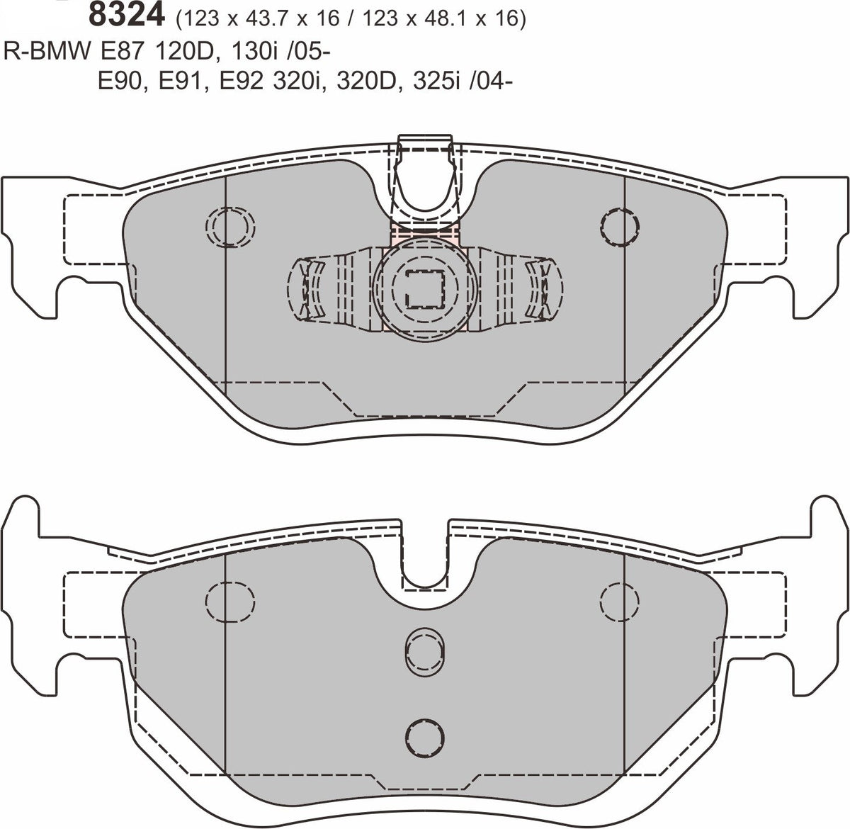 BMW 1 SERIES (E82) Rear Performance Brake Pads 8324 PBS Brakes