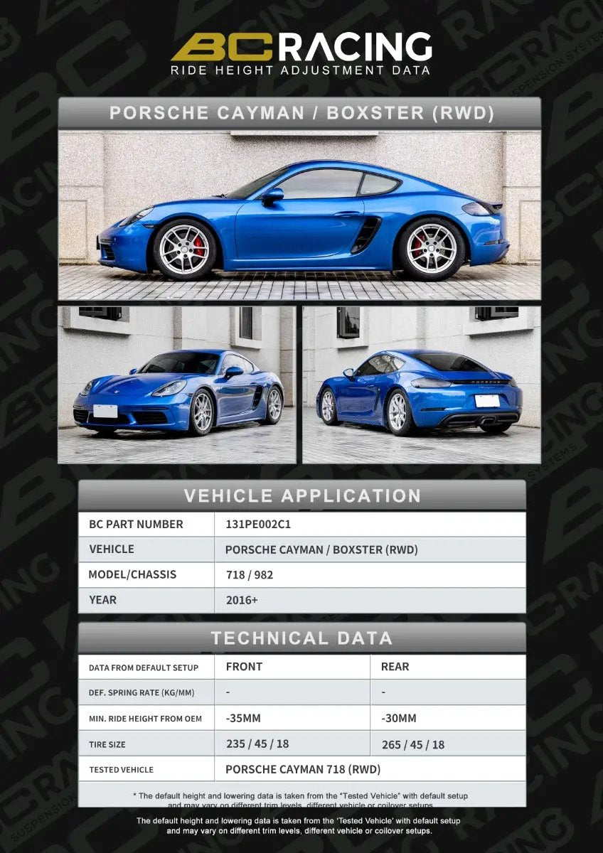 BC Racing ASP Suspension - Porsche Cayman / Boxster (RWD) 982/718 (2016+) BC Racing